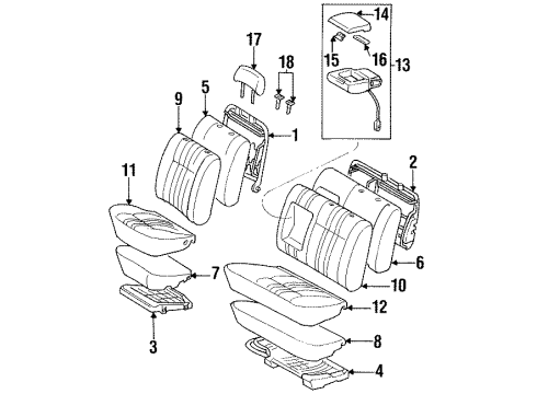 1994 Toyota T100 Front Seat Components Pad, Front Seat Back, RH Diagram for 71551-34030