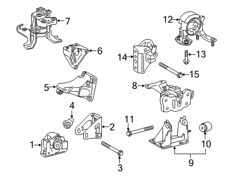 2017 Toyota Corolla iM Engine & Trans Mounting Front Mount Bracket Damper Diagram for 12351-26010