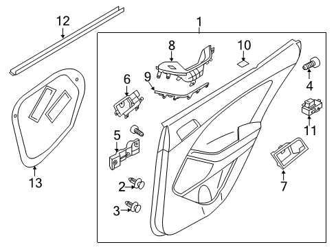 2016 Kia Optima Rear Door Cap-Rear Door Pull Handle, L Diagram for 837142T500