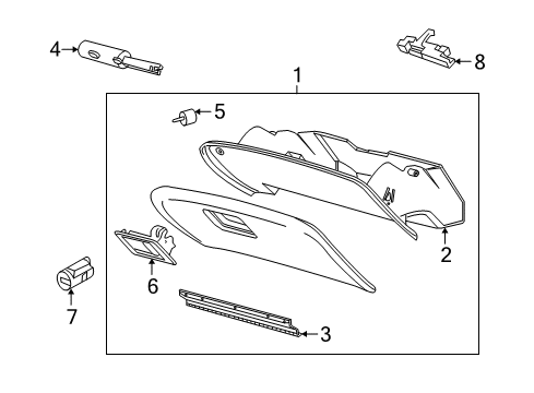 2010 Lincoln Town Car Glove Box Latch Diagram for 3W1Z-5406072-AAB