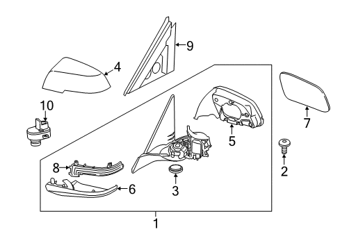 2014 BMW 320i Parking Aid Heated Outside Mirror, Right Diagram for 51167345706