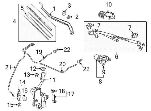 2021 Honda Ridgeline Wiper & Washer Components TUBE A, FR Diagram for 76814-T6Z-A01