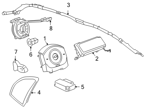 2006 Pontiac G6 Air Bag Components Airbag, Steering Wheel Diagram for 15775156