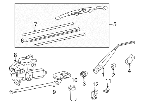 2002 Lexus LX470 Wiper & Washer Components Washer Nozzle Diagram for 85391-60060