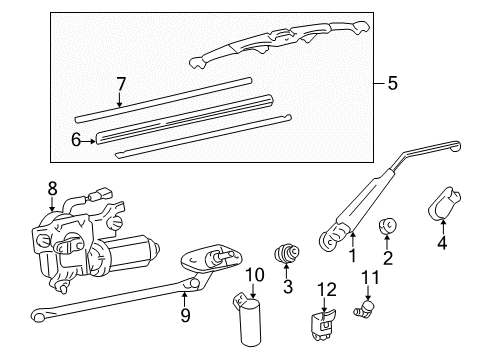 2002 Lexus LX470 Wiper & Washer Components Blade Assembly Backing Plate Diagram for 85224-10200