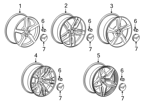 2019 Chevrolet Corvette Wheels Wheel Rim, Pkg Saton Black W/Red Stripe *Black)(Insta Diagram for 19302117