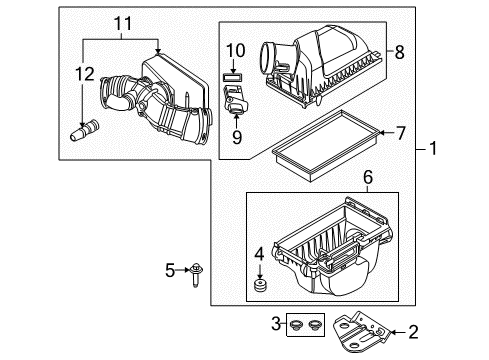 2010 Lincoln MKS Air Intake Lower Tray Diagram for 8G1Z-9A600-A