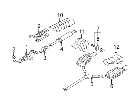 2009 Hyundai Azera Exhaust Components Tail With Muffler Pipe, Right Diagram for 28700-3L315