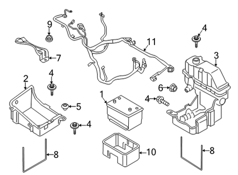 2022 Ford F-350 Super Duty Battery Battery Tray Diagram for LC3Z-10732-B