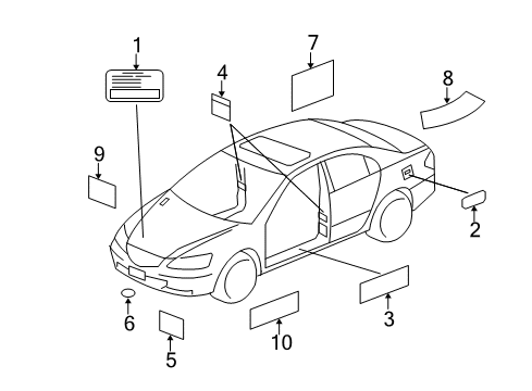 2016 Acura RLX Information Labels Label, Air Conditioner Diagram for 80050-TY2-A00