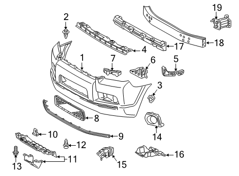 2012 Toyota 4Runner Front Bumper Side Retainer Diagram for 52115-35131