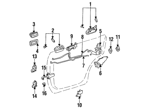 1994 Lexus ES300 Rear Door Rear Door Lock Actuator Assembly, Right Diagram for 69130-33010