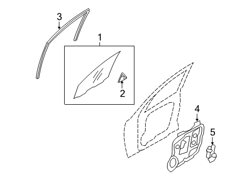 2014 Hyundai Equus Front Door - Glass & Hardware Run Assembly-Front Door Window Glass RH Diagram for 82540-3N000