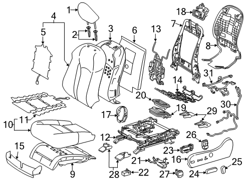 2022 Lexus RX450h Driver Seat Components Pad, Front Seat Cushion Diagram for 71512-0E210