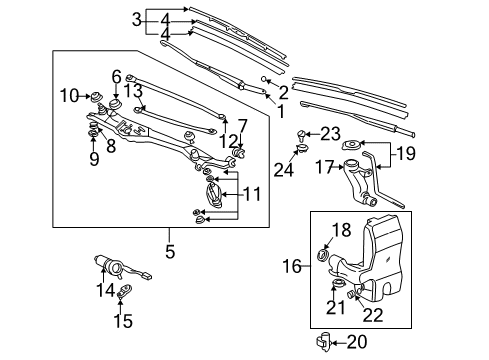 1997 Acura RL Wiper & Washer Components Link Unit A Diagram for 76520-SP0-003