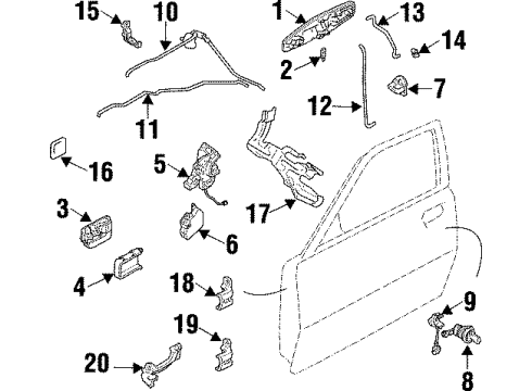 1999 Infiniti Q45 Front Door Handle Assembly Front Door Outside, LH Diagram for 80607-3H101