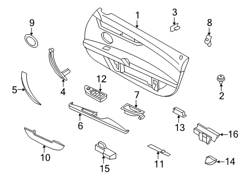 2010 BMW Z4 Interior Trim - Door Armrest, Leather Left Diagram for 51419166990