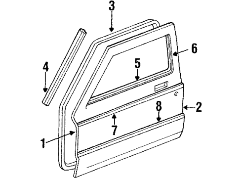 1992 Jeep Cherokee Door & Components, Exterior Trim Part Diagram for 55235778
