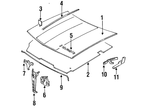 1985 Oldsmobile Calais Hood & Components Cont Asm-Hood Latch Release *Graphite Diagram for 22546146