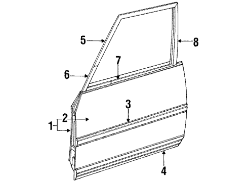 1989 Plymouth Acclaim Front Door & Components, Exterior Trim MOULDING-Assembly-Front Door Outside DLO Upper Right Diagram for 4676234