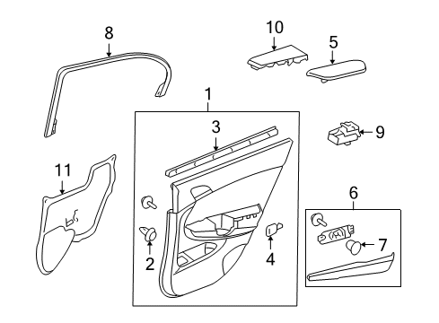 2009 Honda Accord Rear Door Lining, R. RR. Door (Lower) *NH695L* (QP MDL GRAY) Diagram for 83702-TA5-A03ZB