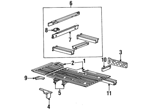 1989 Ford Aerostar Rear Floor & Rails Floor Crossmember Diagram for E99Z1110608A