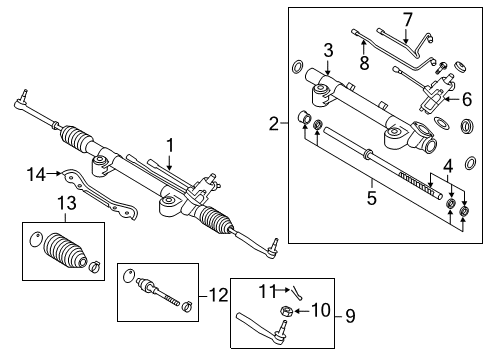 2017 Infiniti QX50 P/S Pump & Hoses, Steering Gear & Linkage Power Steering Gear Sub Assembly Diagram for 49210-1BA0A