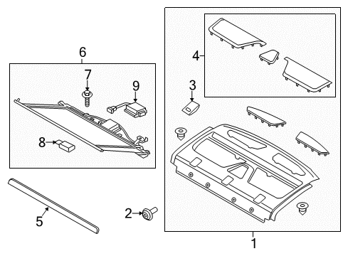 2013 Lincoln MKZ Interior Trim - Rear Body Trim Molding Diagram for DS7Z-54424B90-AA