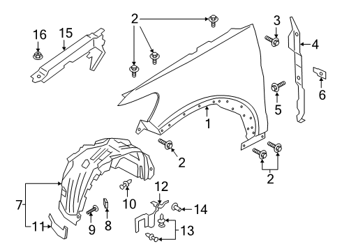 2020 Ford Police Interceptor Utility Fender & Components Fender Liner Diagram for LB5Z-16102-C