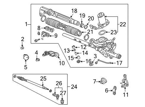 2003 Honda Civic Steering Gear & Linkage Rack Assembly, Power Steering Diagram for 53606-S5T-A62