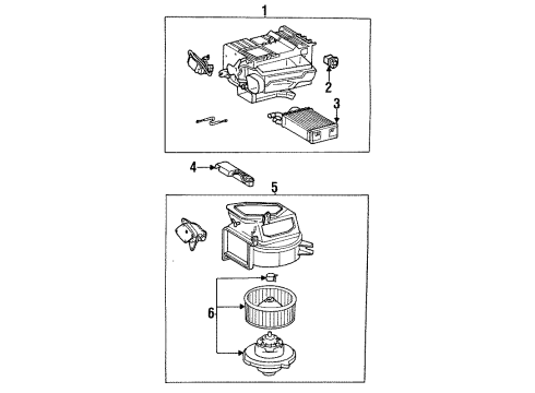 1993 Toyota MR2 Blower Motor & Fan Unit Sub-Assy, Heater Radiator Diagram for 87107-17080