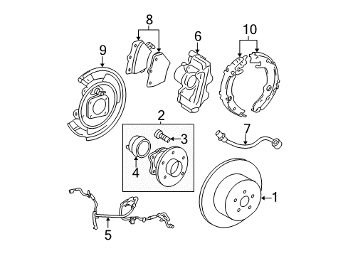 2006 Toyota Corolla Rear Brakes Wheel Cylinder Diagram for 47550-02100