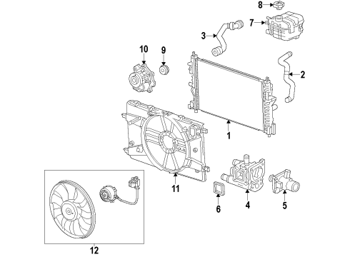 2011 Chevrolet Cruze Cooling System, Radiator, Water Pump, Cooling Fan Thermostat Housing Diagram for 25199824