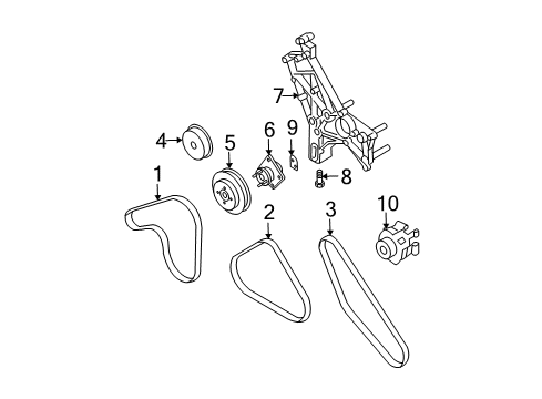 2003 Kia Sorento Belts & Pulleys Power Steering Pump V Belt Diagram for 57161H1300