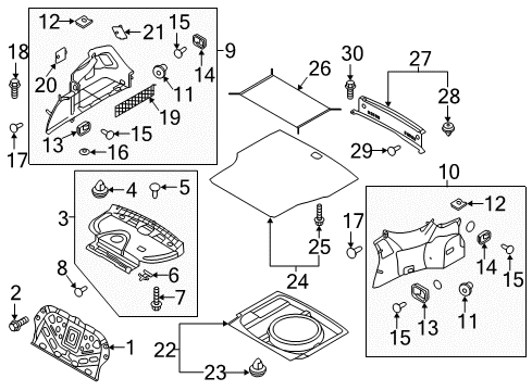 2018 Genesis G90 Interior Trim - Rear Body Bolt Diagram for 1127406206B