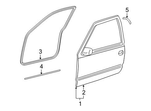 2007 Chevrolet Silverado 1500 Classic Front Door Weatherstrip Diagram for 15063154