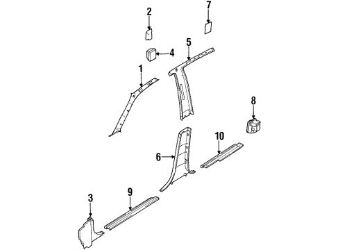 2000 Kia Sephia Interior Trim - Pillars, Rocker & Floor Trim Assembly-APILLAR, L Diagram for 0K2AB68190F96