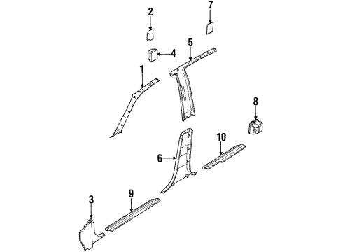 1998 Kia Sephia Interior Trim - Pillars, Rocker & Floor Trim-A Pillar, LH Diagram for 0K2A168190F75