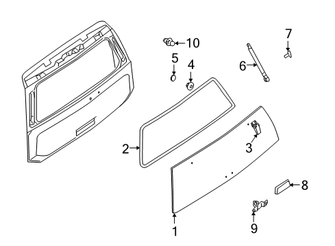 2005 Nissan Armada Glass & Hardware - Back Glass Hinge-Glass Hatch, LH Diagram for 90321-7S000