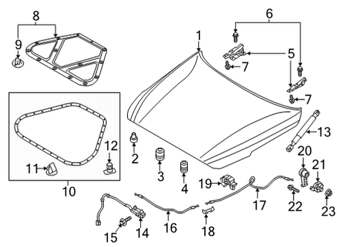 2020 Genesis G90 Hood & Components Pad-Lid Switch Diagram for 927362S000