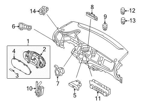 2012 Kia Sportage Ignition Lock Cluster Assembly-Instrument Diagram for 940013W021