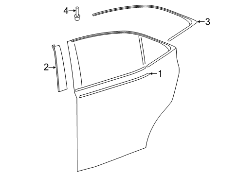 2014 Lexus IS250 Exterior Trim - Rear Door MOULDING, Rear Door Window Frame Diagram for 75761-53020