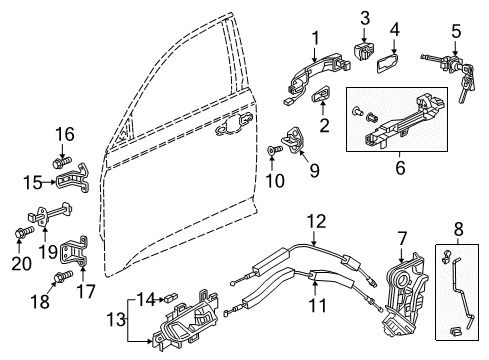 2019 Honda Accord Front Door Switch Assembly, Power Window Master Diagram for 35750-TVA-A21