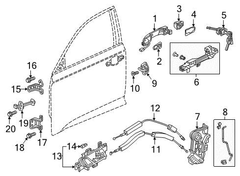 2019 Honda Accord Front Door Switch Assembly, Power Window Passenger Diagram for 35760-TVA-A01