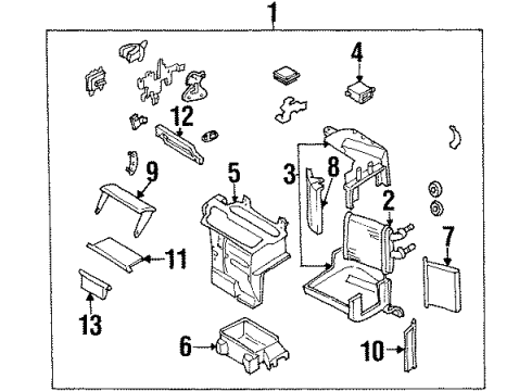 2000 Infiniti Q45 Heater Core & Control Valve Separate Actuator Assembly Diagram for 27734-5P100