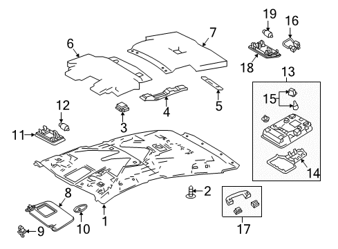 2017 Toyota Prius Interior Trim - Roof Map Lamp Assembly Diagram for 81208-47070-E0