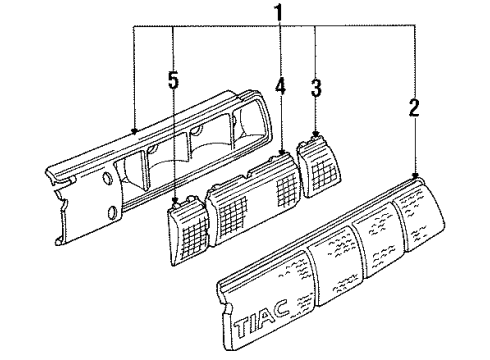 1991 Pontiac Firebird Tail Lamps Lens, Rear Combination (Complete) Diagram for 16513596