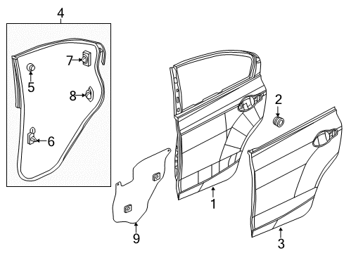 2012 Honda Civic Rear Door Weatherstrip, R. RR. Door Diagram for 72810-TR0-A01