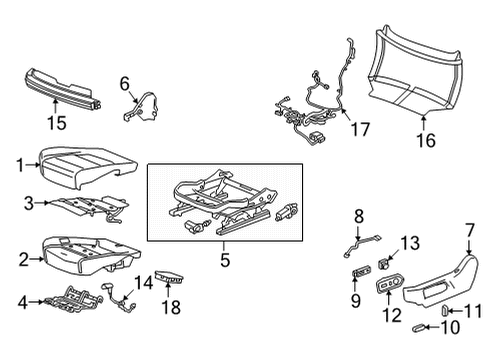 2022 Cadillac Escalade Driver Seat Components Seat Cushion Pad Diagram for 84813604