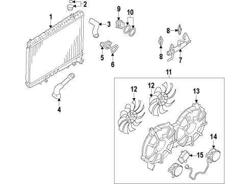 2014 Infiniti QX70 Cooling System, Radiator, Water Pump, Cooling Fan Gasket-Water Outlet Diagram for 11062-1CA1A